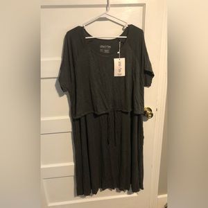 Latched Mama Drawstring Nursing T-Shirt Bra - Charcoal